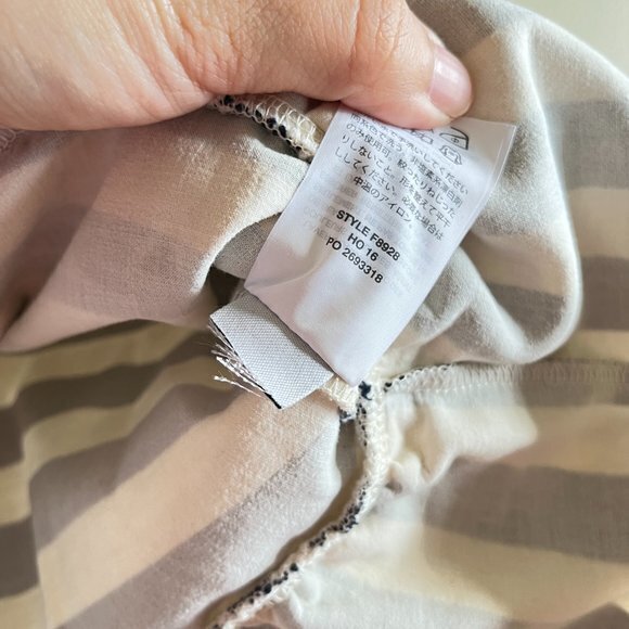 J. Crew F8928 Asymmetrical Navy Ivory Striped Ruffle Peplum Top Women's Size XS - Picture 7 of 8